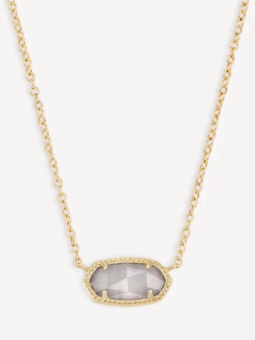 Kendra Scott Elisa Gold Tone Necklace in Slate Cat's Eye Grey